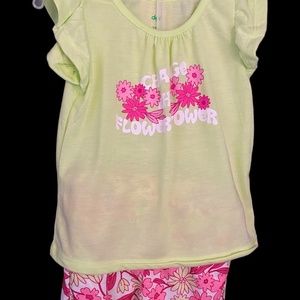 "Charge The Flower Power" Pajama Set Summer Sleepwear Floral Toddler Girl's NEW